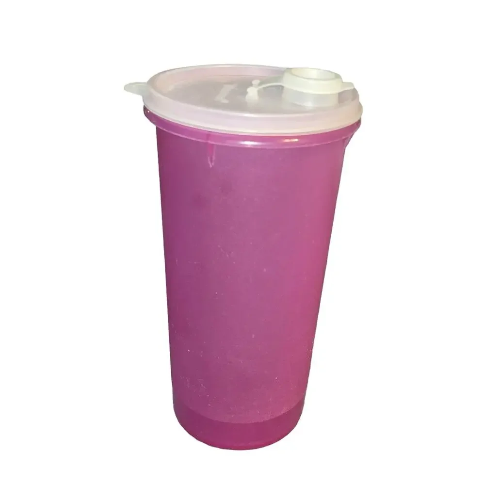Tupperware Handolier 48 oz Pitcher 261 563 Purple Flip Top Pour Lid Jug Vintage